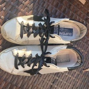 Golden Goose Superstar White Leather Low Top Lace Up Distressed Sneakers Size 40